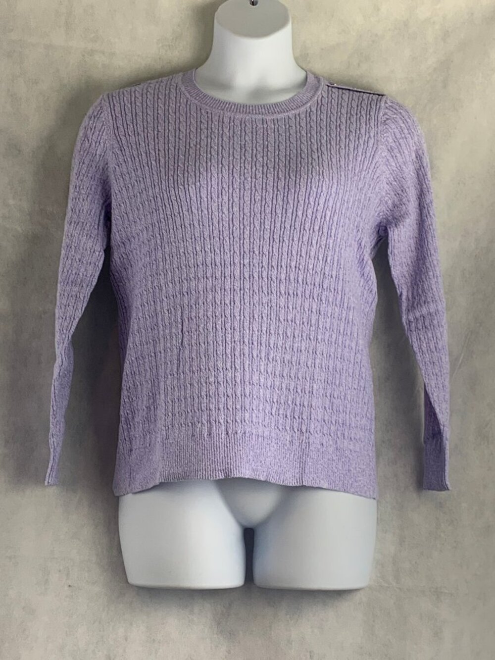 Karen Scott Women's 100% Cotton Baby Cable-Knit Pullover Sweater, Purple, Large